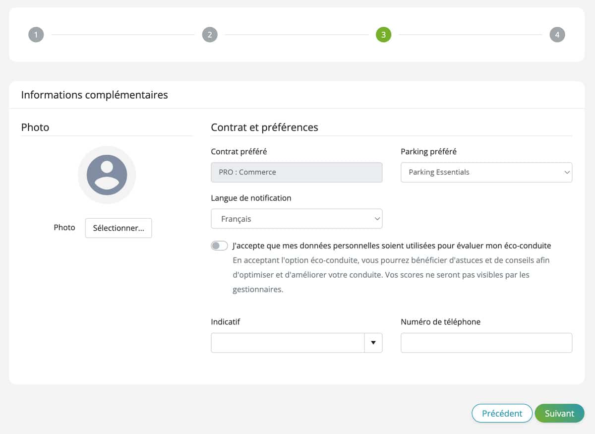 Inscription plateforme