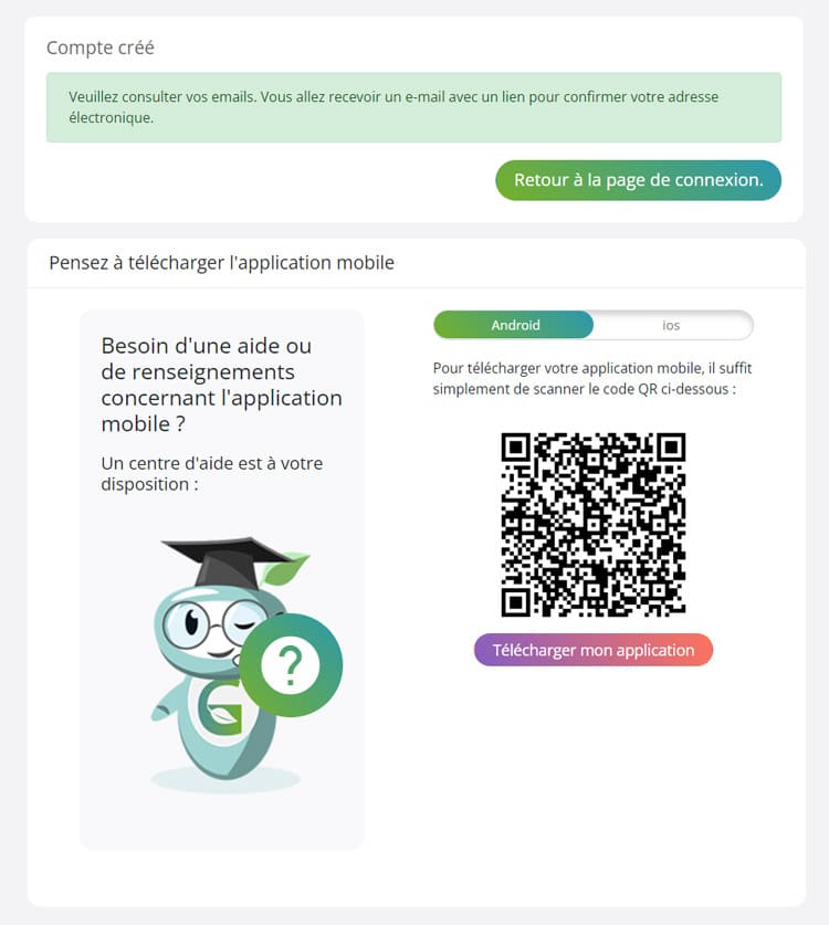 Inscription plateforme de réservation et téléchargement application