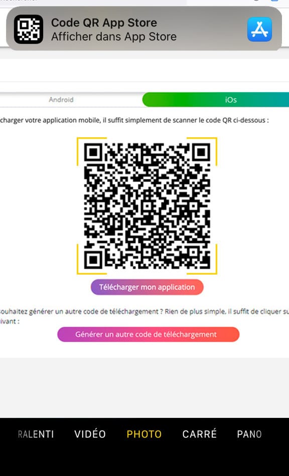 Téléchargement application QR Code