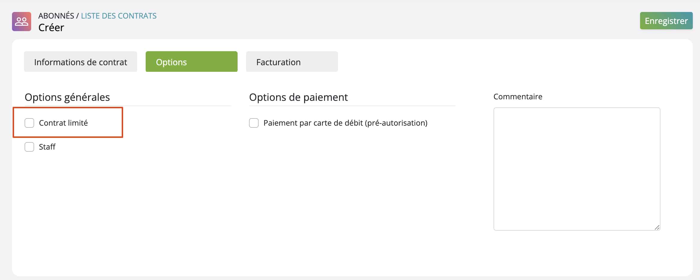 contrat restreint