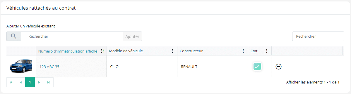 Véhicules rattachés au contrat