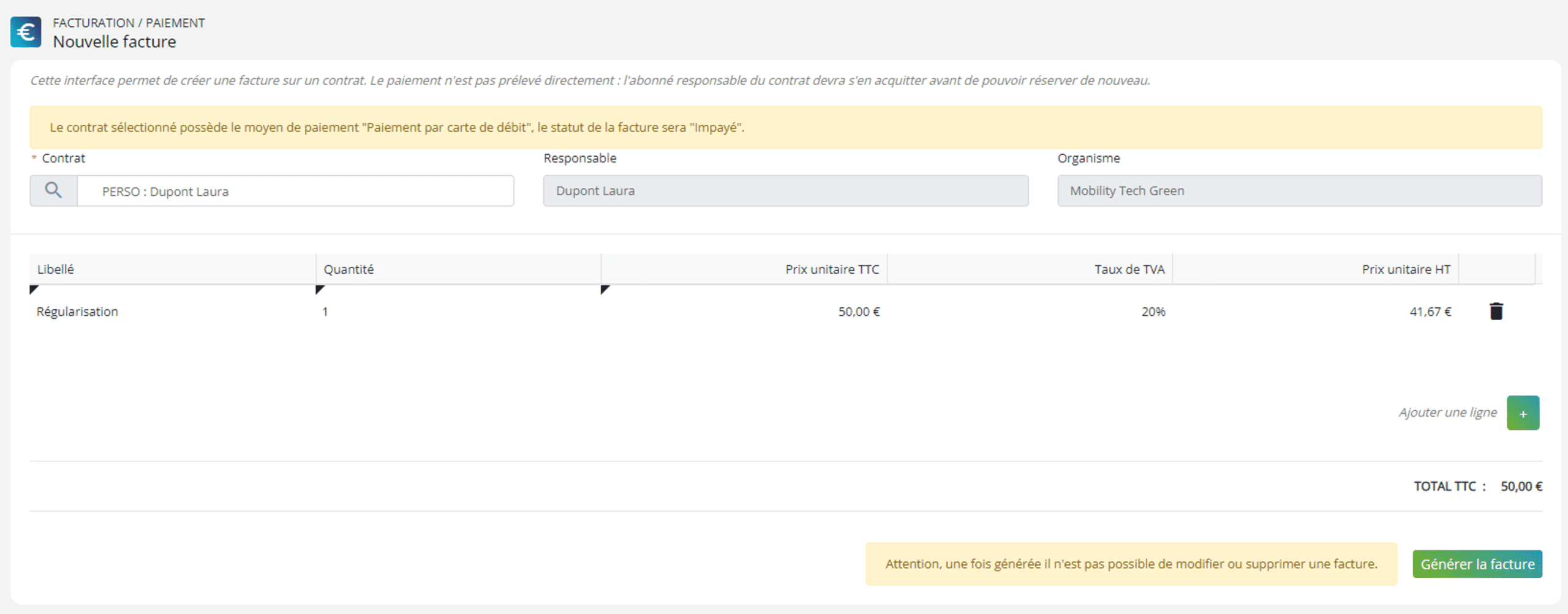 Nouvelle facture