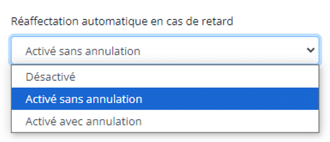 Paramétrage réaffectations automatiques