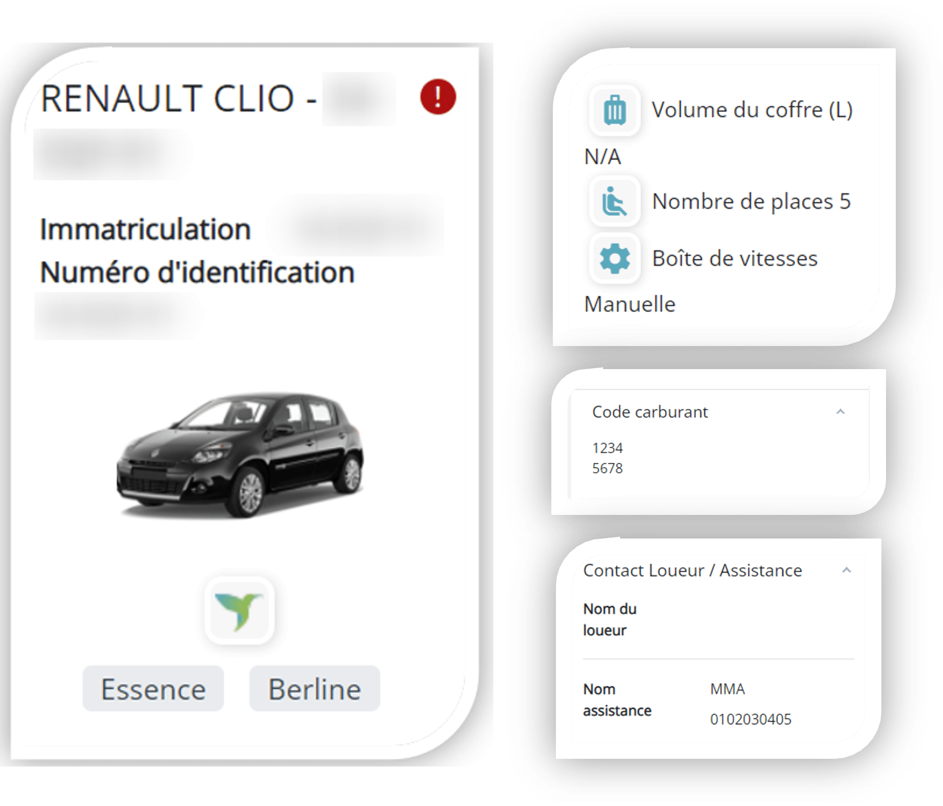 Fiche véhicule