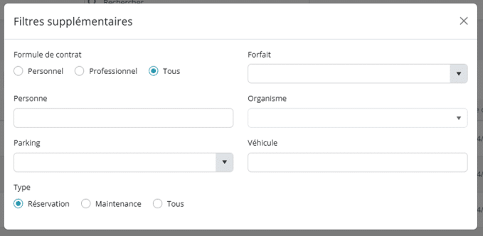 Filtre Paramétrage réaffectations automatiques