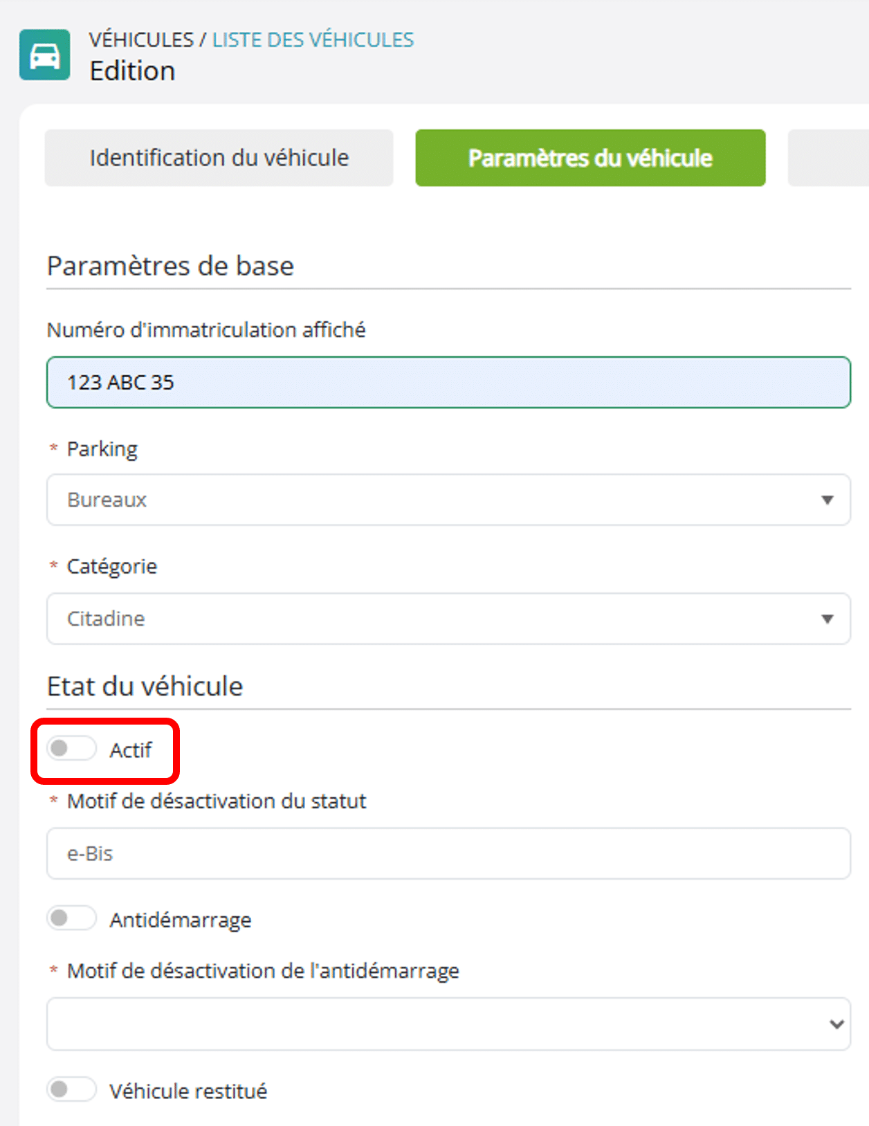 Activer vh et ad Bouton Switch