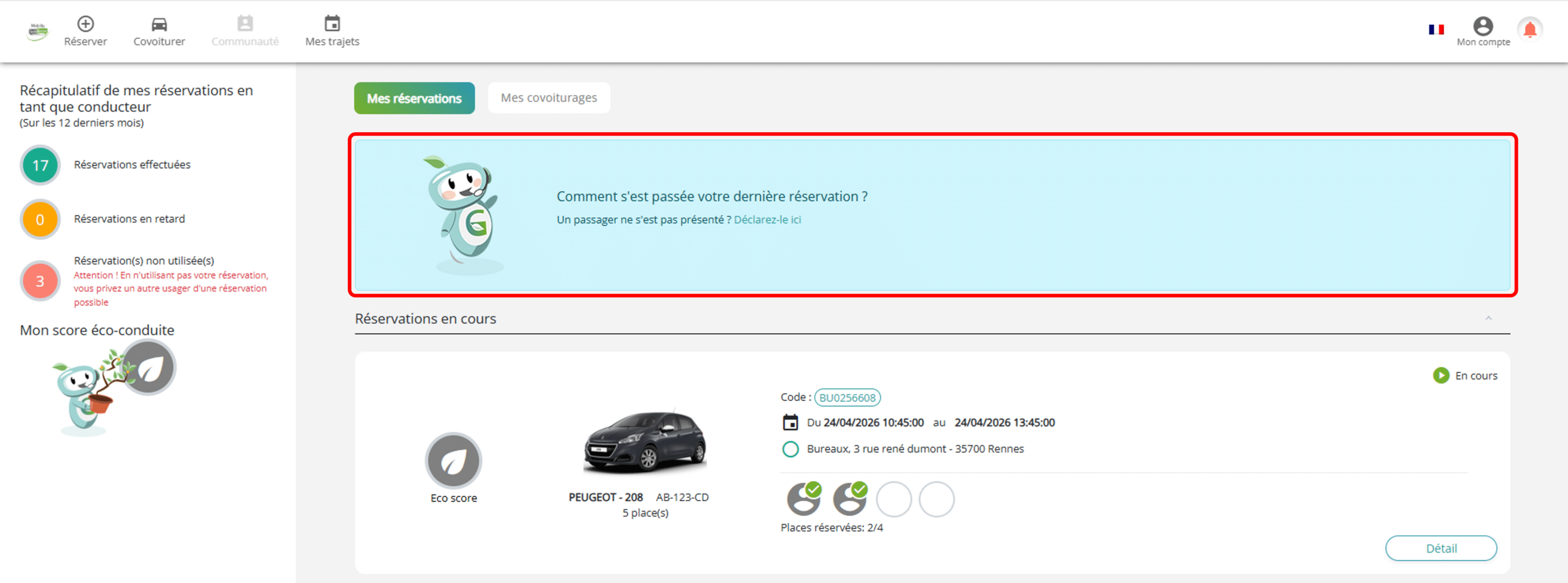 Déclaration passager 1 Critères de recherche de véhicules