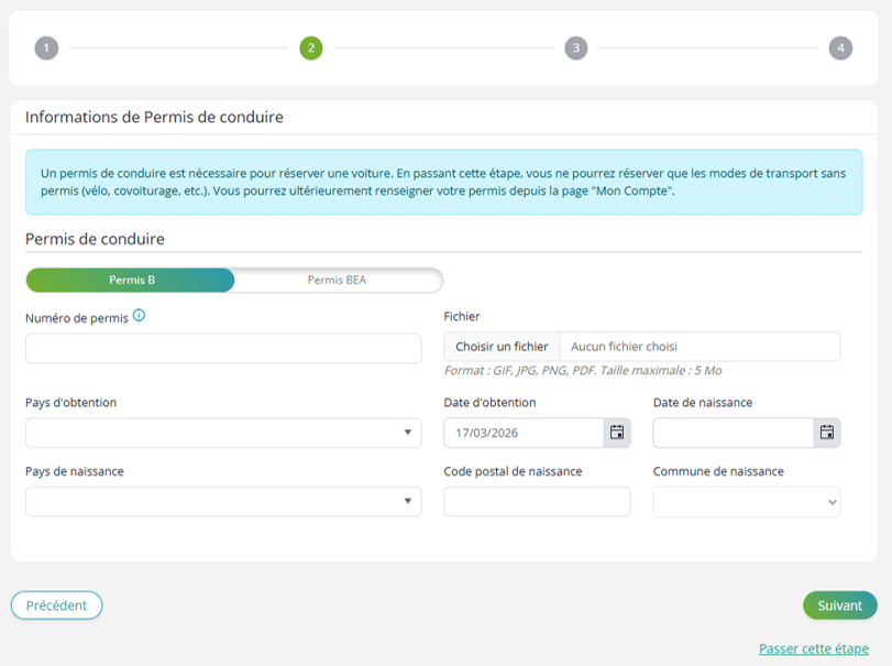 Inscription plateforme