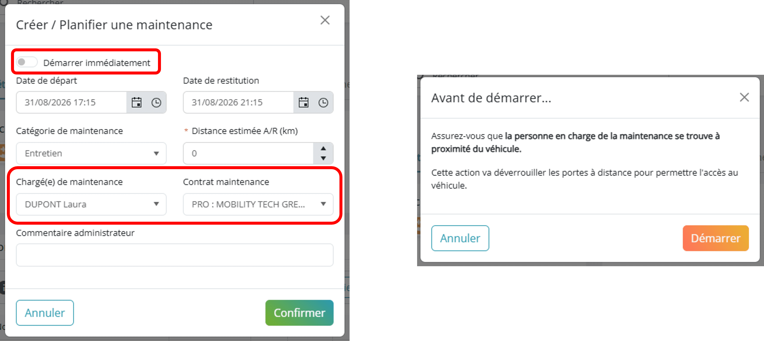 Maintenance immédiate